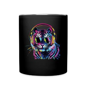Lustiges Tiger Kunst Tier Natur Wildtier Tiere Zoo - Tasse einfarbig - Schwarz - Vorne