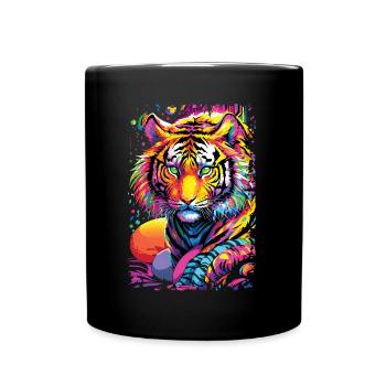 Lustiges Tiger Kunst Tier Natur Wildtier Tiere Zoo - Tasse einfarbig - Schwarz - Vorne