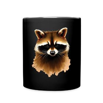 Raccoon Motif Animal Lover Art Artwork - Full Colour Mug - black - Front