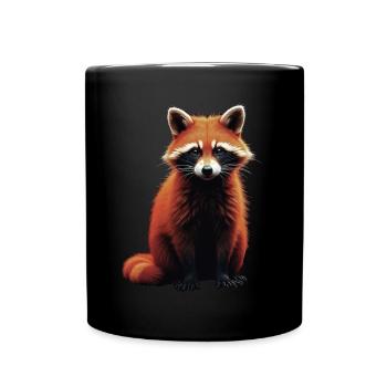 Raccoon Motif Animal Lover Art Artwork - Full Colour Mug - black - Front