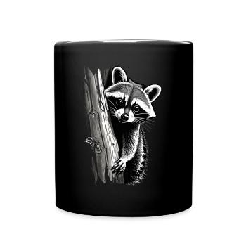 Raccoon Motif Animal Lover Art Artwork - Full Colour Mug - black - Front