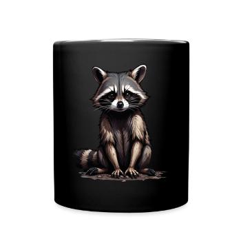 Raccoon Motif Animal Lover Art Artwork - Full Colour Mug - black - Front