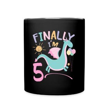 5th birthday Girl Dracon 5 Years Old Gifts - Full Colour Mug - black - Front