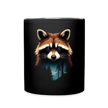 Raccoon Motif Animal Lover Art Artwork - Full Colour Mug - black - Front