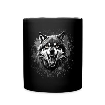 Wolf Liebhaber Wildtier Kunst Wolf Bunt Tier - Tasse einfarbig - Schwarz - Vorne