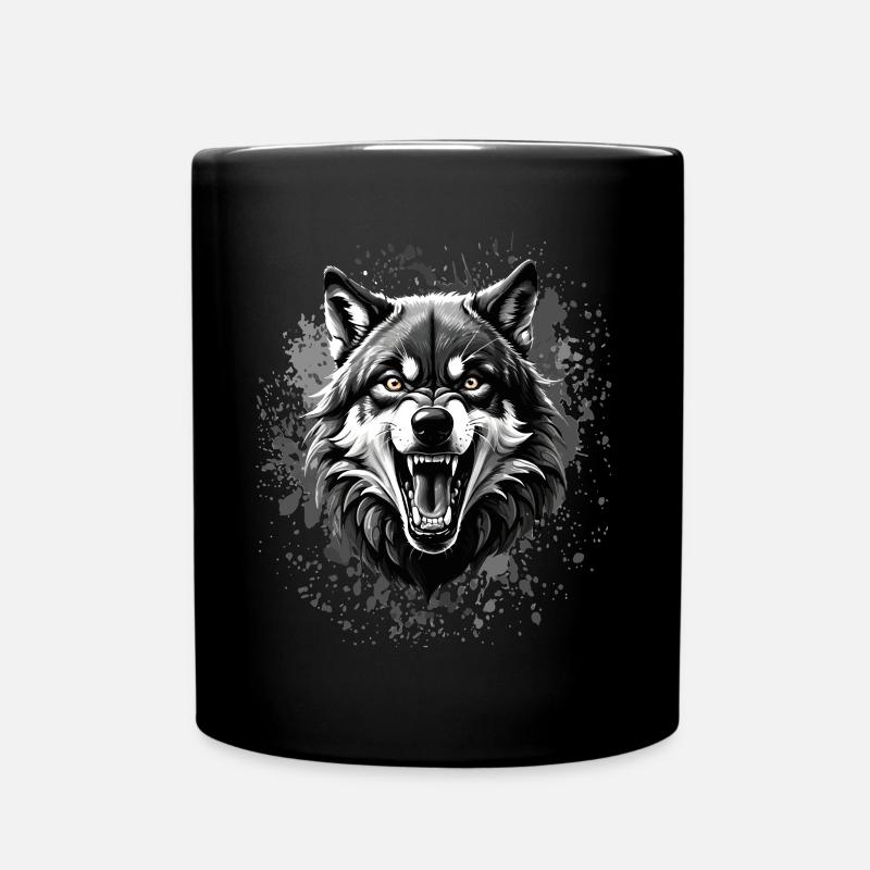 Wolf Liebhaber Wildtier Kunst Wolf Bunt Tier - Tasse einfarbig - Schwarz