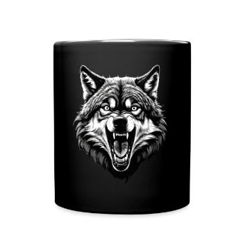 Wolf Liebhaber Wildtier Kunst Wolf Bunt Tier - Tasse einfarbig - Schwarz - Vorne