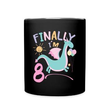 8th birthday Girl Dracon 8 Years Old Gifts - Tasse einfarbig - Schwarz - Vorne
