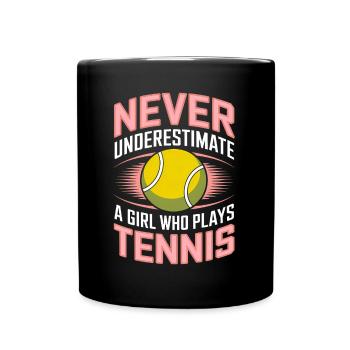 Tennis Saying Girl Funny Tennis Gift - Full Colour Mug - black - Front