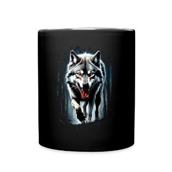 Wolf Liebhaber Wildtier Kunst Wolf Bunt Tier - Tasse einfarbig - Schwarz - Vorne