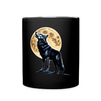 Wolf Lover Wild Animal Art Wolf Colorful Animal - Full Colour Mug - black - Front