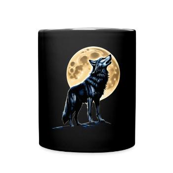 Wolf Liebhaber Wildtier Kunst Wolf Bunt Tier - Tasse einfarbig - Schwarz - Vorne