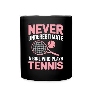 Tennis Saying Girl Funny Tennis Gift - Full Colour Mug - black - Front