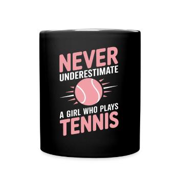 Tennis Saying Girl Funny Tennis Gift - Full Colour Mug - black - Front
