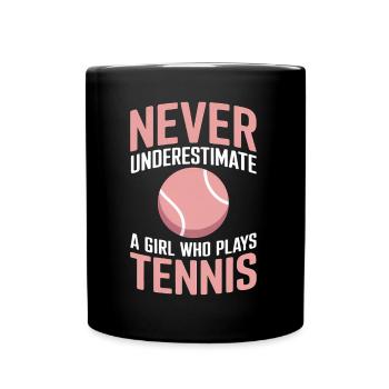 Tennis Saying Girl Funny Tennis Gift - Full Colour Mug - black - Front