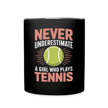 Tennis Saying Girl Funny Tennis Gift - Full Colour Mug - black - Front