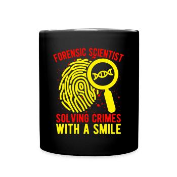 Forensic Science Major Solving Crimes With A Smile - Full Colour Mug - black - Front