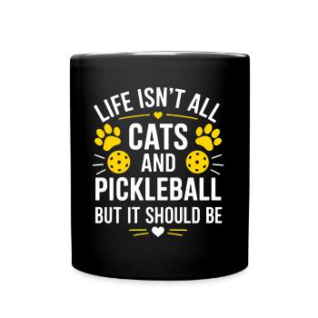 Pickleball Spruch Katze Lustig Pickleball Geschenk - Tasse einfarbig - Schwarz - Vorne