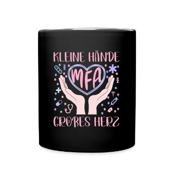MFA Großes Herz Medizinische Fachangestellte - Tasse einfarbig - Schwarz - Vorne