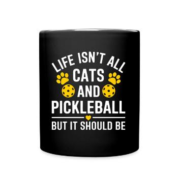 Pickleball Saying Cat Funny Pickleball Gift - Full Colour Mug - black - Front