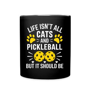 Pickleball Spruch Katze Lustig Pickleball Geschenk - Tasse einfarbig - Schwarz - Vorne