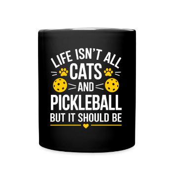 Pickleball Spruch Katze Lustig Pickleball Geschenk - Tasse einfarbig - Schwarz - Vorne