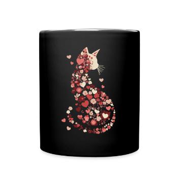 Blumen Katze für Katzen Besitzer und Valentinstag - Tasse einfarbig - Schwarz - Vorne