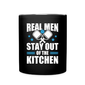 Les vrais hommes restent en dehors de la cuisine Pickleball Männer - Mug uni - noir - Devant