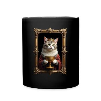 Medieval Cat in Picture Frame Art Crown - Full Colour Mug - black - Front