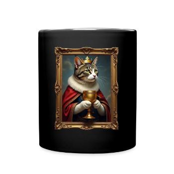 Medieval Cat in Picture Frame Art Crown - Full Colour Mug - black - Front