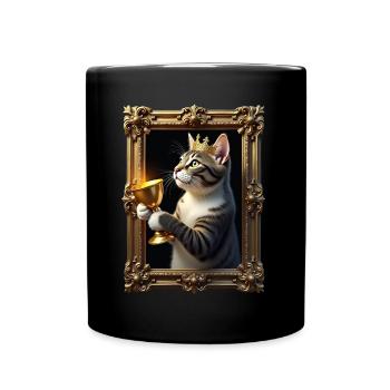 Medieval Cat in Picture Frame Art Crown - Full Colour Mug - black - Front