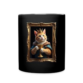 Medieval Cat in Picture Frame Art Crown - Full Colour Mug - black - Front