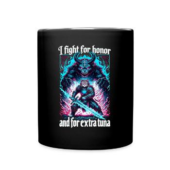Medieval Cat Tuna Artwork Honor Honor - Full Colour Mug - black - Front