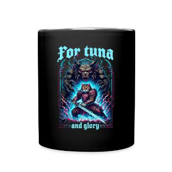 Medieval Cat Tuna Artwork Glory Glory - Full Colour Mug - black - Front