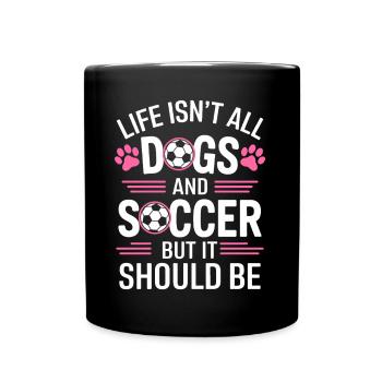 Soccer Disant Chiens Drôle Joueur de Football Cadeau - Mug uni - noir - Devant
