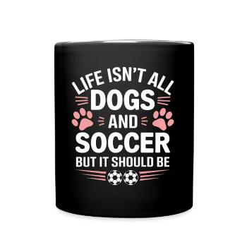 Soccer Disant Chiens Drôle Joueur de Football Cadeau - Mug uni - noir - Devant
