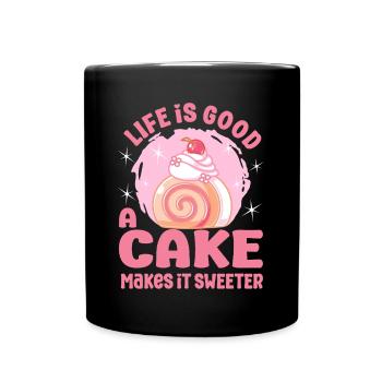 Cake Baker Cake Makes It Sweeter Cupcake - Full Colour Mug - black - Front