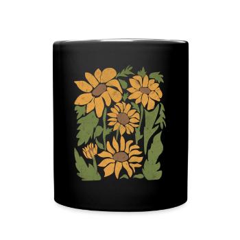 Boho Sonnenblume Wildblumen - Tasse einfarbig - Schwarz - Vorne