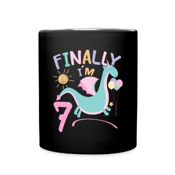7ème anniversaire Fille Dracon 7 ans Cadeaux - Mug uni - noir - Devant
