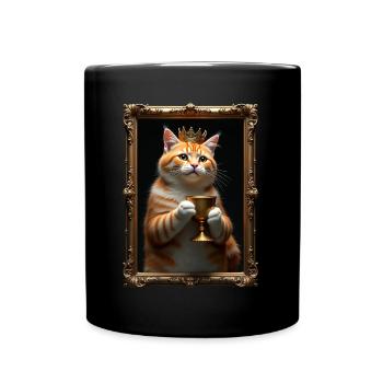 Medieval Cat in Picture Frame Art Crown - Full Colour Mug - black - Front