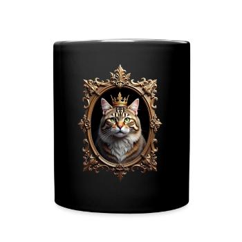 Chat médiéval dans cadre photo Art Crown - Mug uni - noir - Devant