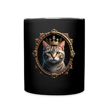 Chat médiéval dans cadre photo Art Crown - Mug uni - noir - Devant