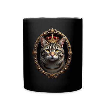 Medieval Cat in Picture Frame Art Crown - Full Colour Mug - black - Front