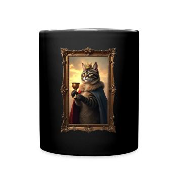 Medieval Cat in Picture Frame Art Crown - Full Colour Mug - black - Front