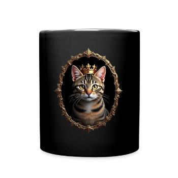 Medieval Cat in Picture Frame Art Crown - Full Colour Mug - black - Front
