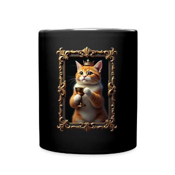 Medieval Cat in Picture Frame Art Crown - Full Colour Mug - black - Front