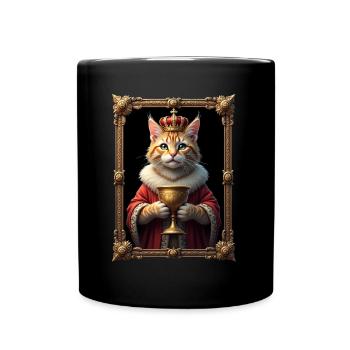Medieval Cat in Picture Frame Art Crown - Full Colour Mug - black - Front