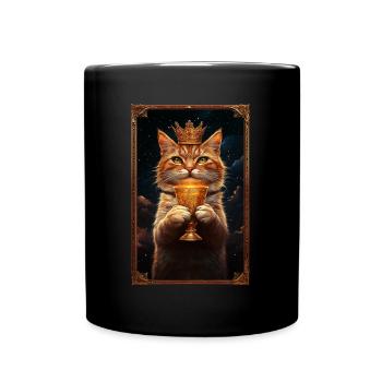 Medieval Cat in Picture Frame Art Crown - Full Colour Mug - black - Front