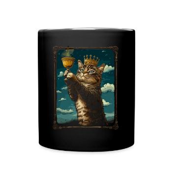 Medieval Cat in Picture Frame Art Crown - Full Colour Mug - black - Front