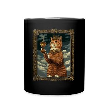 Medieval Cat in Picture Frame Art Crown - Full Colour Mug - black - Front